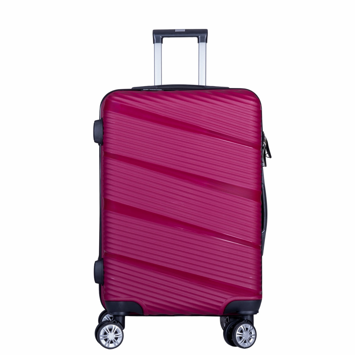 Troler voiaj Mediu, Naimeed D6014, 4 roti duble 360 grade, PP, inchidere cifru, Visiniu, 39x22.5x54cm