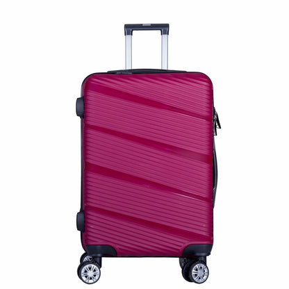 Troler voiaj Mediu, Naimeed D6014, 4 roti duble 360 grade, PP, inchidere cifru, Visiniu, 39x22.5x54cm