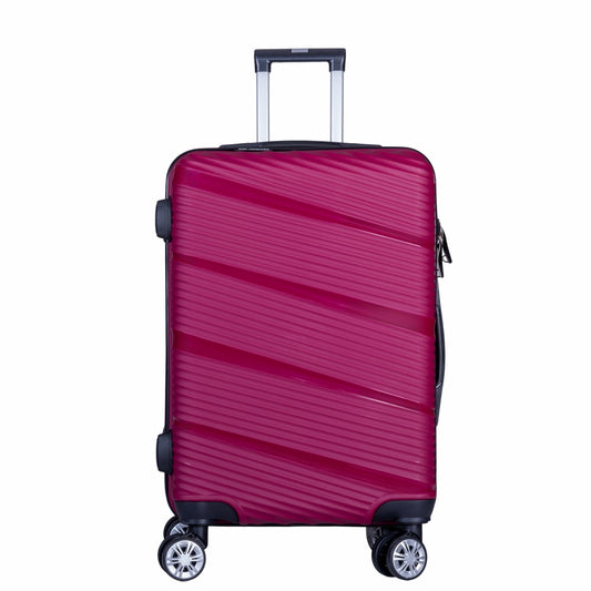 Troler voiaj Mediu, Naimeed D6014, 4 roti duble 360 grade, PP, inchidere cifru, Visiniu, 39x22.5x54cm