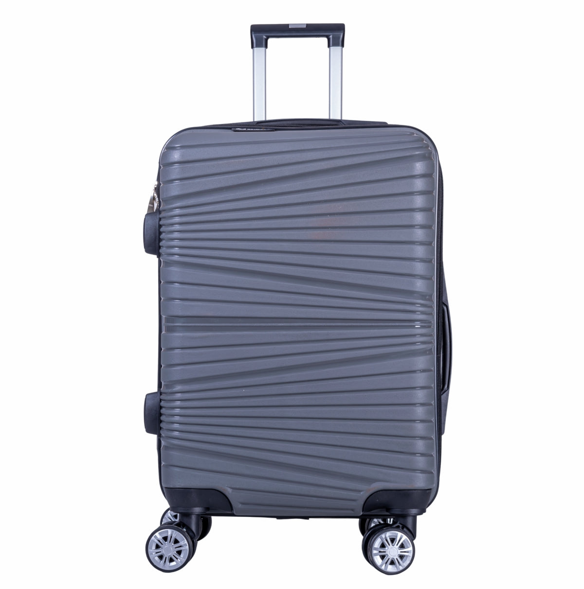 Troler voiaj Mare, Naimeed D6017, 4 roti duble 360 grade, PP, inchidere cifru, Gri, 45x24.5x69cm