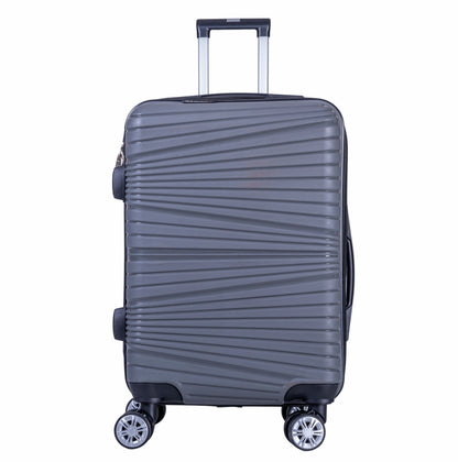 Troler voiaj Mare, Naimeed D6017, 4 roti duble 360 grade, PP, inchidere cifru, Gri, 45x24.5x69cm