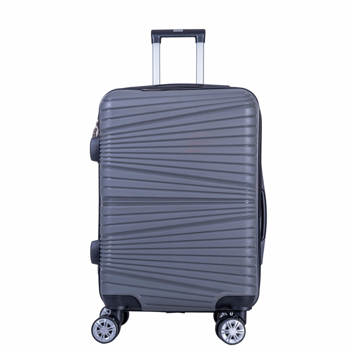 Troler voiaj Mediu, Naimeed D6017, 4 roti duble 360 grade, PP, inchidere cifru, Gri, 37x22x52cm