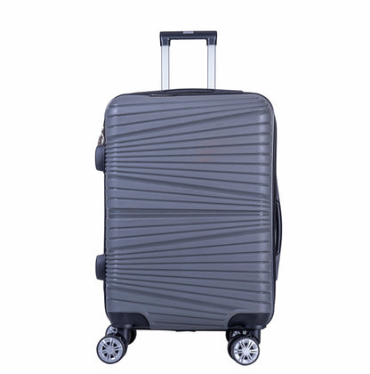 Troler voiaj Mediu, Naimeed D6017, 4 roti duble 360 grade, PP, inchidere cifru, Gri, 37x22x52cm