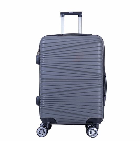 Troler voiaj Mediu, Naimeed D6017, 4 roti duble 360 grade, PP, inchidere cifru, Gri, 37x22x52cm