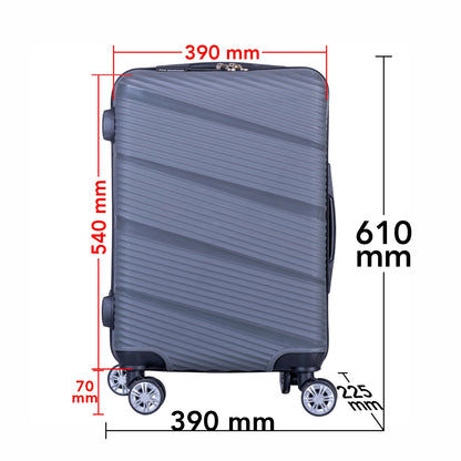 Troler voiaj Mediu, Naimeed D6018, 4 roti duble 360 grade, PP, inchidere cifru, Gri, 39x22.5x54cm