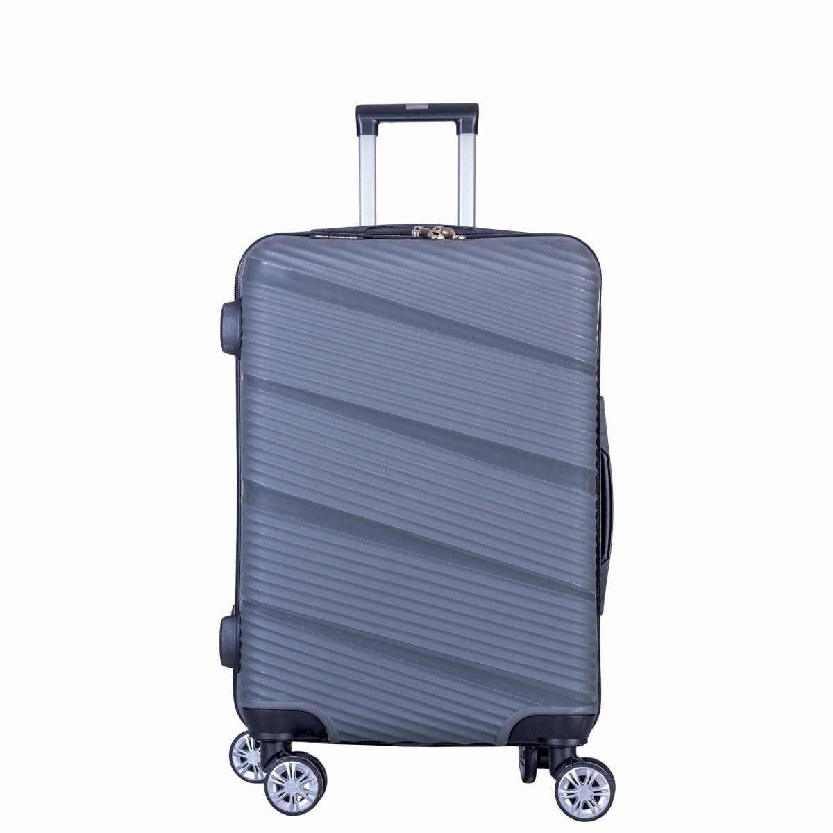 Troler voiaj Mic, Naimeed D6018, 4 roti duble 360 grade, PP, inchidere cifru, Gri, 33x20.5x45cm