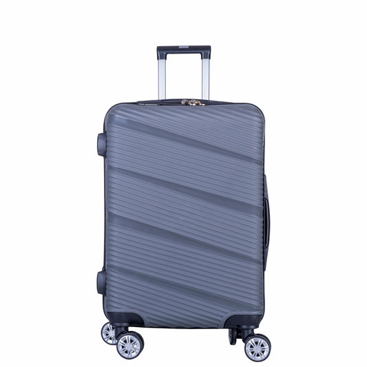 Troler voiaj Mic, Naimeed D6018, 4 roti duble 360 grade, PP, inchidere cifru, Gri, 33x20.5x45cm
