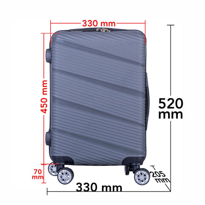 Troler voiaj Mic, Naimeed D6018, 4 roti duble 360 grade, PP, inchidere cifru, Gri, 33x20.5x45cm