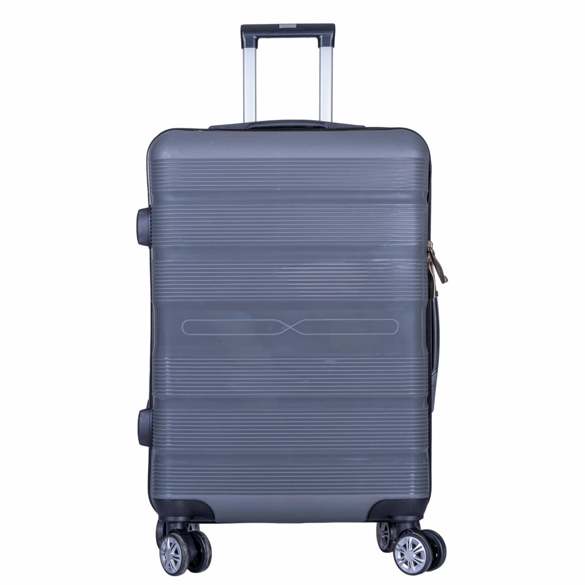 Troler voiaj Mare, Naimeed D6020, 4 roti duble 360 grade, PP, inchidere cifru, Gri, 49x26x70cm