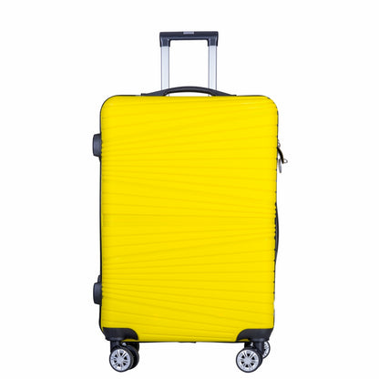 Troler voiaj Mediu, Naimeed D6021, 4 roti duble 360 grade, PP, inchidere cifru, Galben, 37x22x52cm