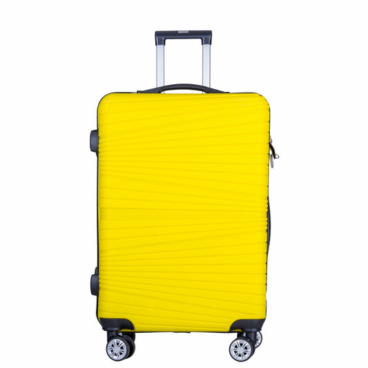 Troler voiaj Mediu, Naimeed D6021, 4 roti duble 360 grade, PP, inchidere cifru, Galben, 37x22x52cm