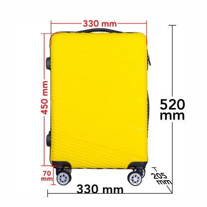 Troler voiaj Mic, Naimeed D6022, 4 roti duble 360 grade, PP, inchidere cifru, Galben, 33x20.5x45cm