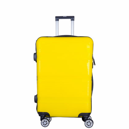 Troler voiaj Mic, Naimeed D6023, 4 roti duble 360 grade, PP, inchidere cifru, Galben, 35x21x47cm