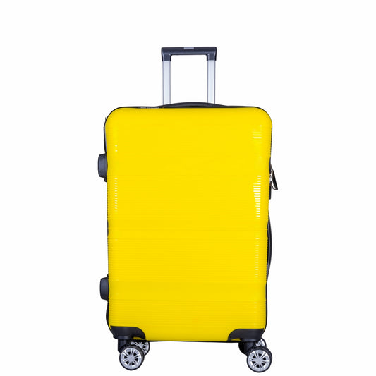 Troler voiaj Mic, Naimeed D6023, 4 roti duble 360 grade, PP, inchidere cifru, Galben, 35x21x47cm