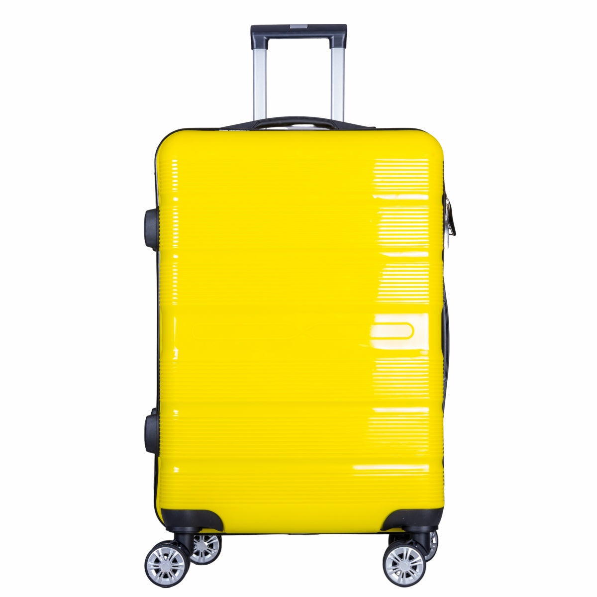 Troler voiaj Mare, Naimeed D6024, 4 roti duble 360 grade, PP, inchidere cifru, Galben, 49x26x70cm
