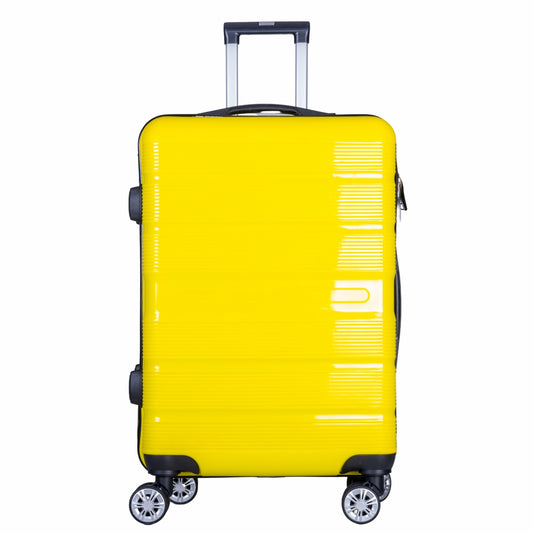Troler voiaj Mare, Naimeed D6024, 4 roti duble 360 grade, PP, inchidere cifru, Galben, 49x26x70cm