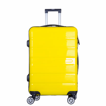 Troler voiaj Mediu, Naimeed D6024, 4 roti duble 360 grade, PP, inchidere cifru, Galben, 43x24x59cm