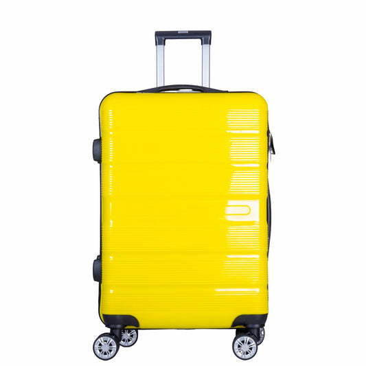 Troler voiaj Mediu, Naimeed D6024, 4 roti duble 360 grade, PP, inchidere cifru, Galben, 43x24x59cm