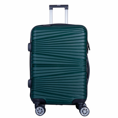 Troler voiaj Mare, Naimeed D6025, 4 roti duble 360 grade, PP, inchidere cifru, Verde, 45x24.5x69cm