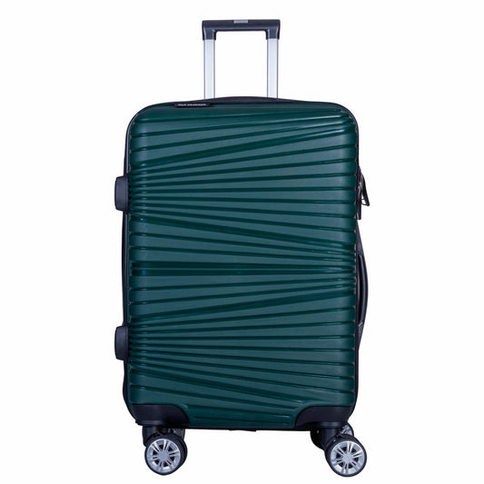 Troler voiaj Mare, Naimeed D6025, 4 roti duble 360 grade, PP, inchidere cifru, Verde, 45x24.5x69cm