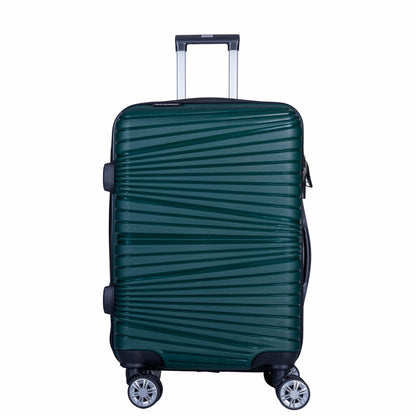 Troler voiaj Mediu, Naimeed D6025, 4 roti duble 360 grade, PP, inchidere cifru, Verde, 37x22x52cm
