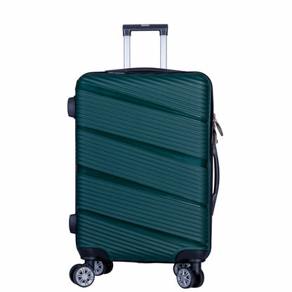 Troler voiaj Mediu, Naimeed D6026, 4 roti duble 360 grade, PP, inchidere cifru, Verde, 39x22.5x54cm