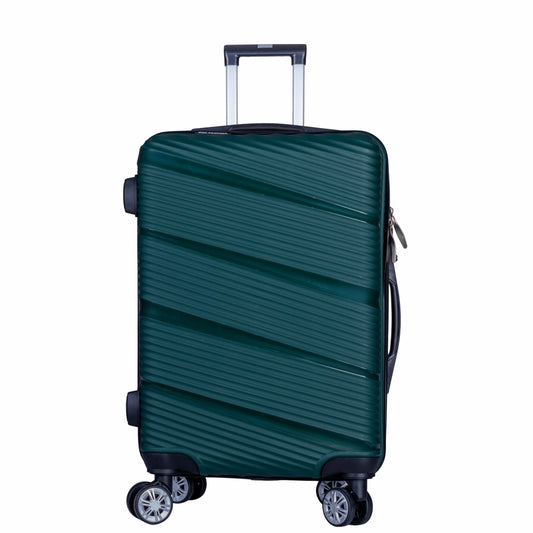 Troler voiaj Mediu, Naimeed D6026, 4 roti duble 360 grade, PP, inchidere cifru, Verde, 39x22.5x54cm