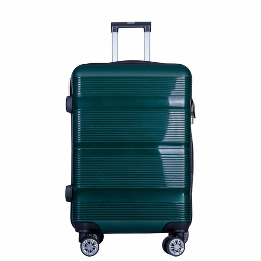 Troler voiaj Mediu, Naimeed D6027, 4 roti duble 360 grade, PP, inchidere cifru, Verde, 41x23x57cm