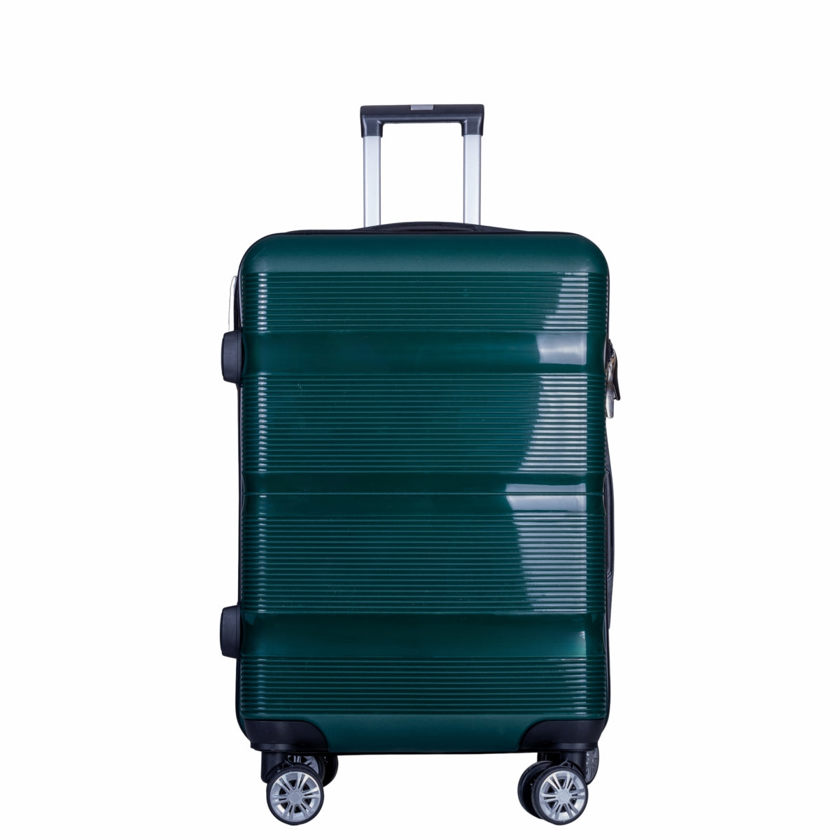 Troler voiaj Mic, Naimeed D6027, 4 roti duble 360 grade, PP, inchidere cifru, Verde, 35x21x47cm