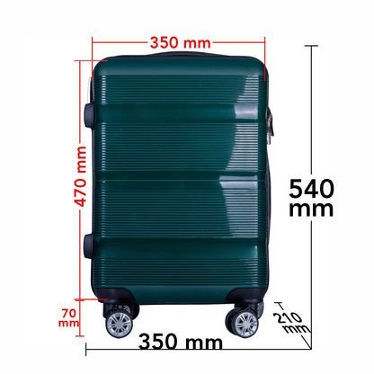 Troler voiaj Mic, Naimeed D6027, 4 roti duble 360 grade, PP, inchidere cifru, Verde, 35x21x47cm