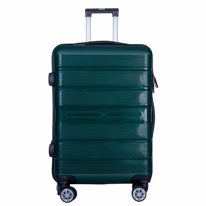 Troler voiaj Mare, Naimeed D6028, 4 roti duble 360 grade, PP, inchidere cifru, Verde, 49x26x70cm