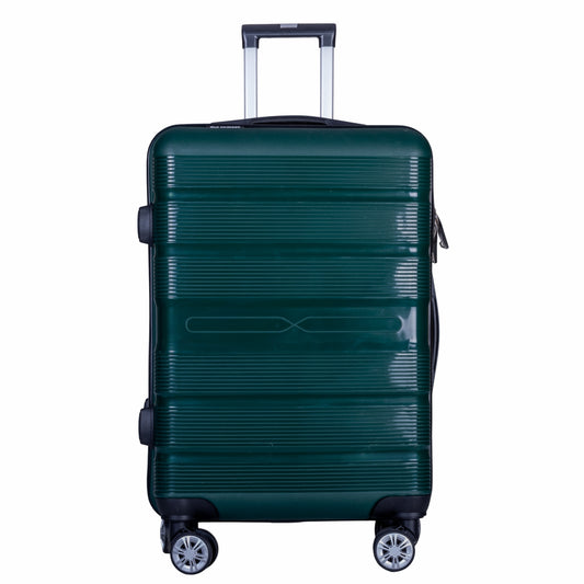 Troler voiaj Mare, Naimeed D6028, 4 roti duble 360 grade, PP, inchidere cifru, Verde, 49x26x70cm