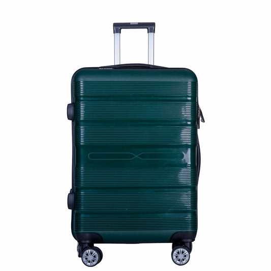 Troler voiaj Mediu, Naimeed D6028, 4 roti duble 360 grade, PP, inchidere cifru, Verde, 43x24x59cm