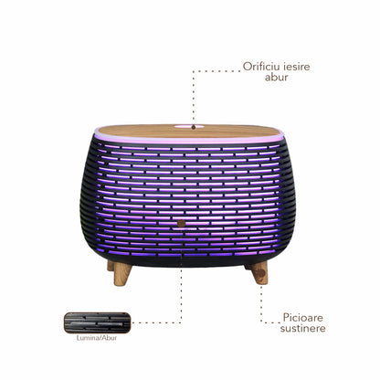 Umidificator cu aromaterapie, Naimeed D6029, Negru, 200x145x123mm