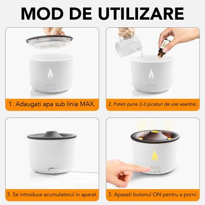 Umidificator cu aromaterapie, Naimeed D6031, vulcan, Alb, 130x110x130mm