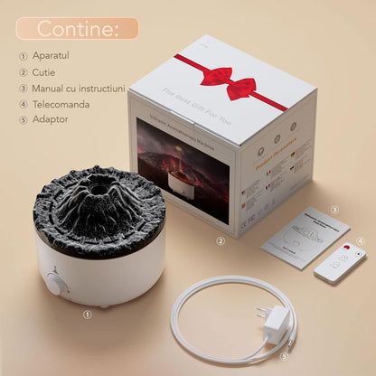 Umidificator cu aromaterapie, Naimeed D6032, vulcan, Alb, 153x140x153mm