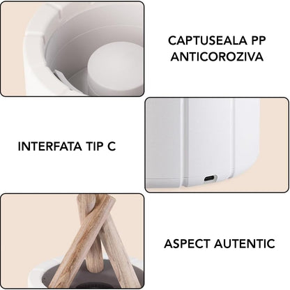Umidificator cu aromaterapie, Naimeed D6033, Foc de Tabara, Alb, 148x200x148mm