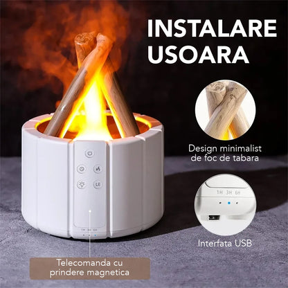 Umidificator cu aromaterapie, Naimeed D6033, Foc de Tabara, Alb, 148x200x148mm