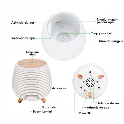 Umidificator cu aromaterapie, Naimeed D6041, Alb, 118x119x118mm