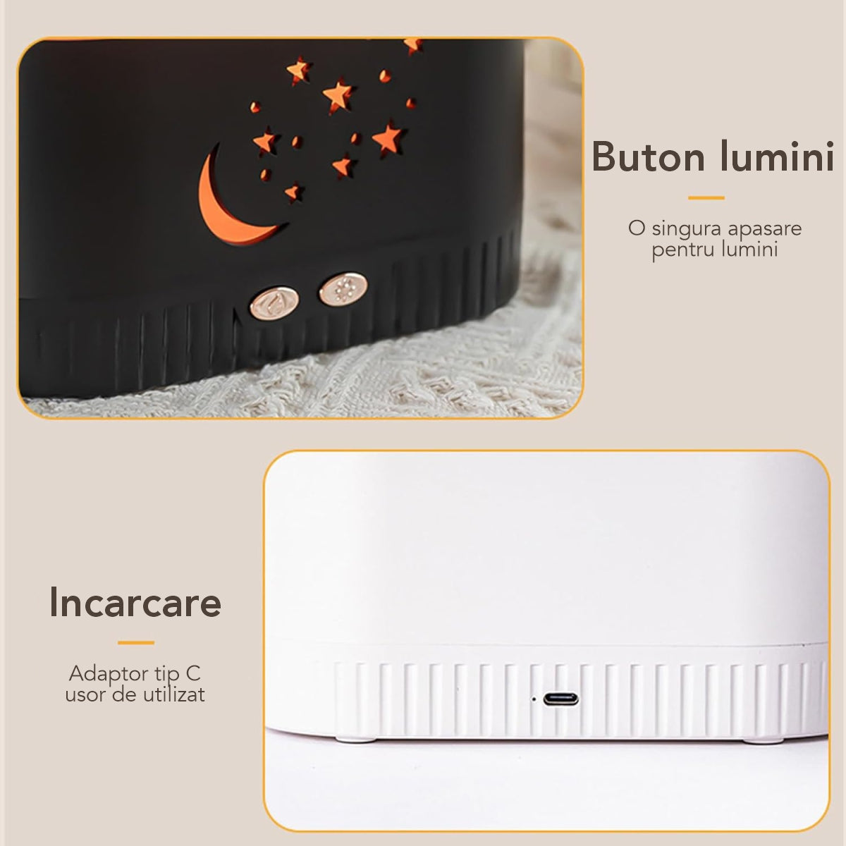 Umidificator cu aromaterapie, Naimeed D6042, Alb, 168x120x79mm