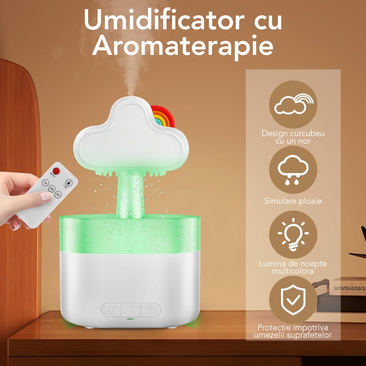 Umidificator cu aromaterapie pentru camera copiilor, Naimeed D6061, Alb, 160x253x116mm