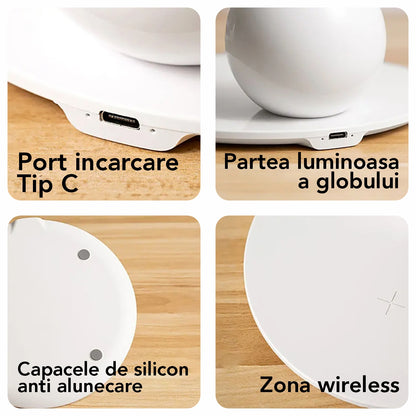Incarcator wireless pentru copii cu lumina de veghe, Naimeed D6067, Roz, 180x80x180mm