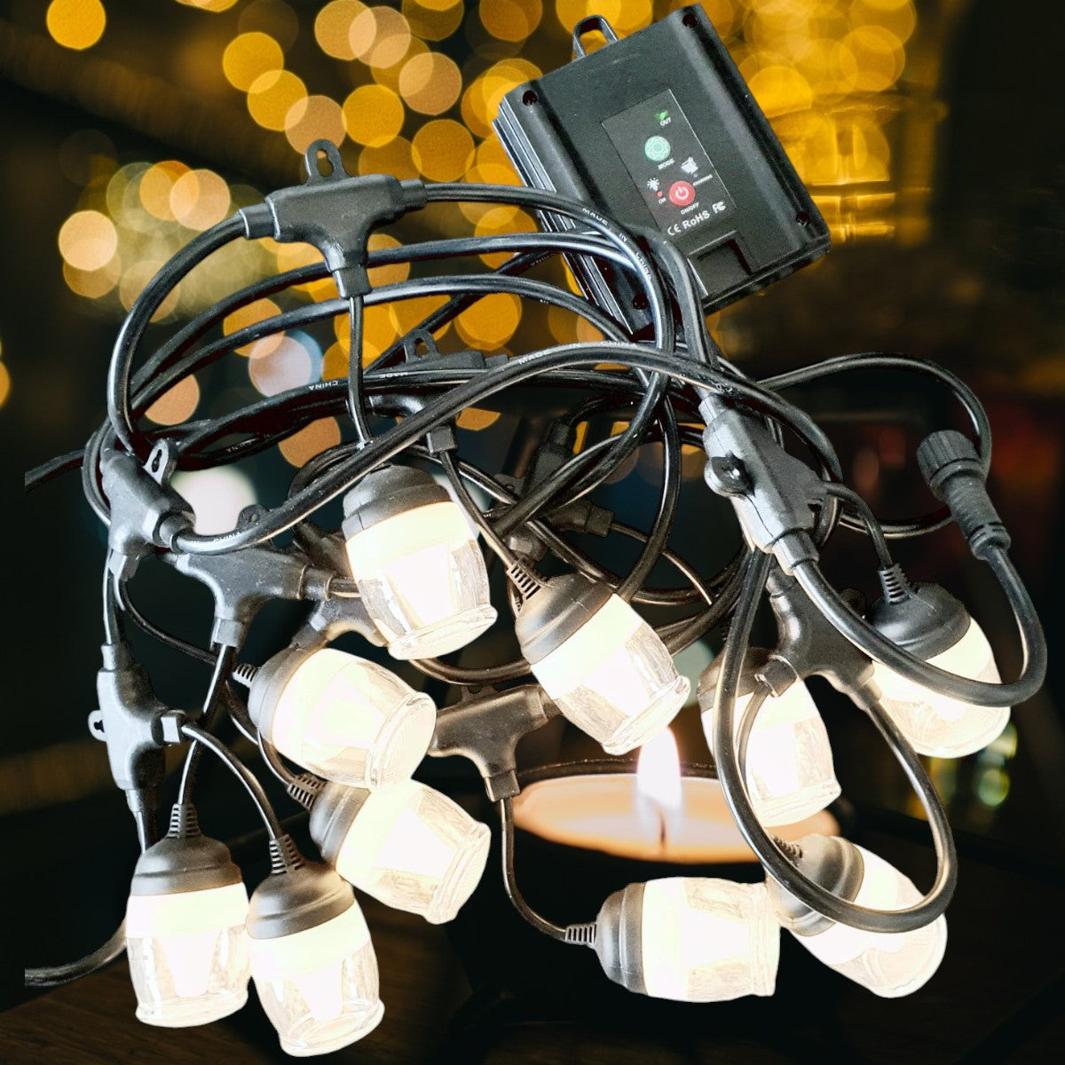 Ghirlanda luminoasa, solara, decorativa, interconectabila, Naimeed D6091, 5m, 10 Becuri LED, Lumina Alb Cald