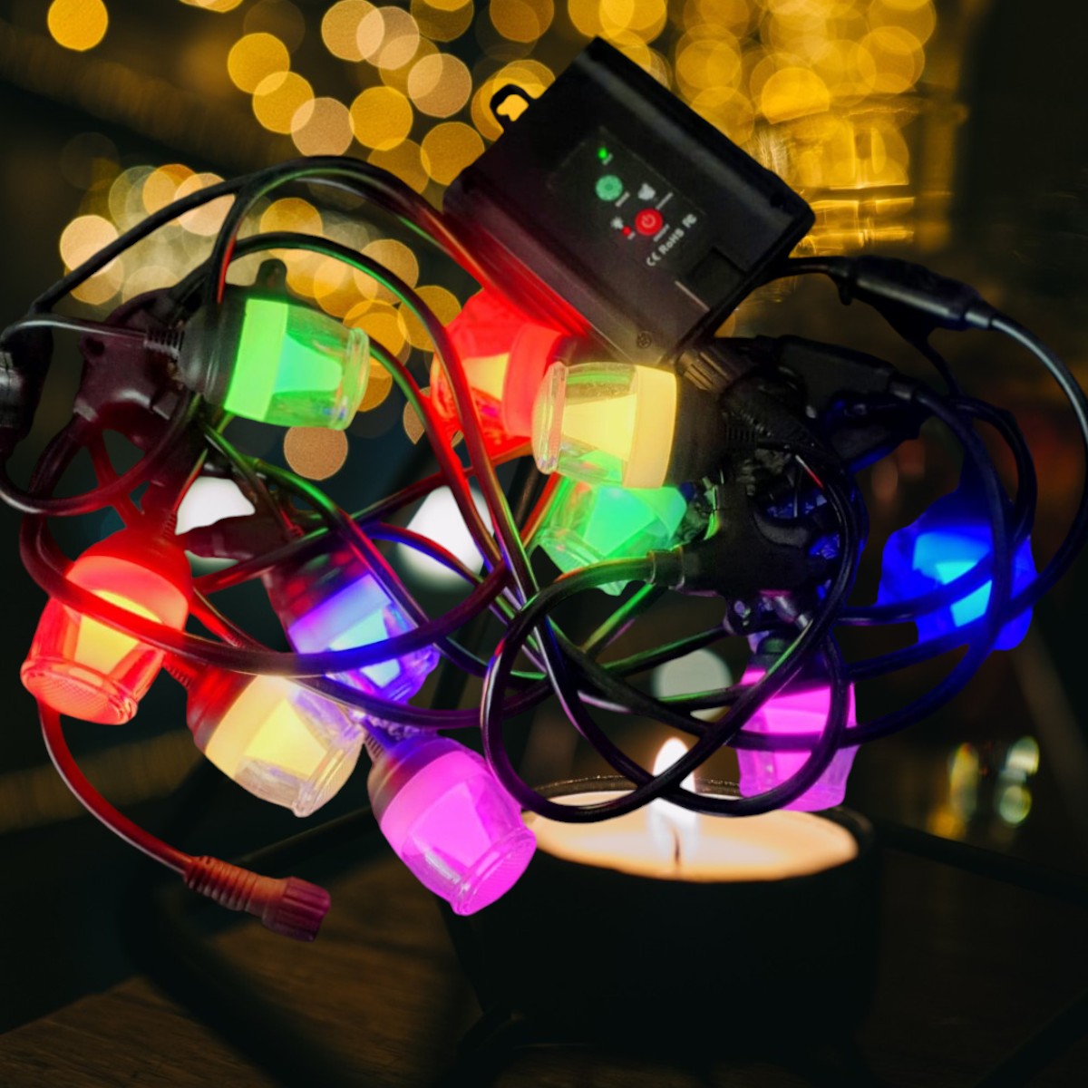 Ghirlanda luminoasa, solara, decorativa, interconectabila, Naimeed D6092, 5m, 10 Becuri LED, Lumina Multicolor