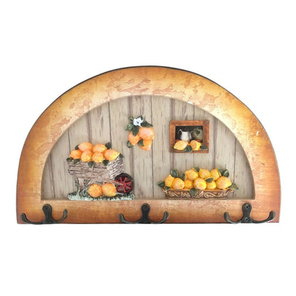 Cuier decorativ cu 3 carlige duble, Naimeed D61-8, 34x19.5x1 cm, Maro