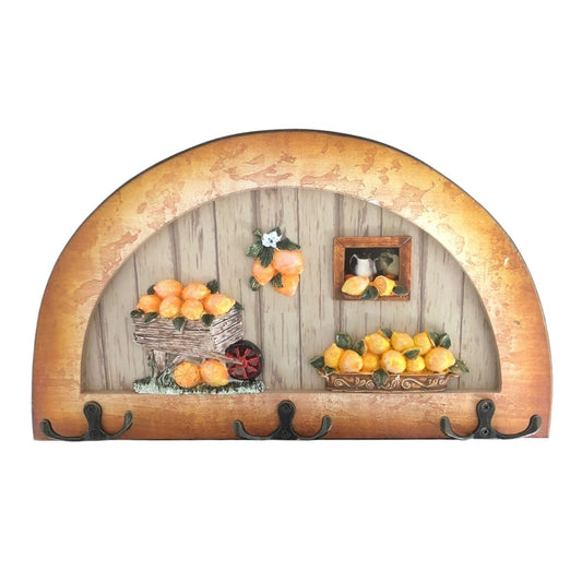 Cuier decorativ cu 3 carlige duble, Naimeed D61-8, 34x19.5x1 cm, Maro