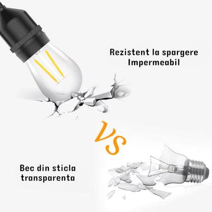 Set 10 becuri LED E27, doua filamente 2W, 220V, pentru ghirlanda, Naimeed D6130, Lumina Alb Cald