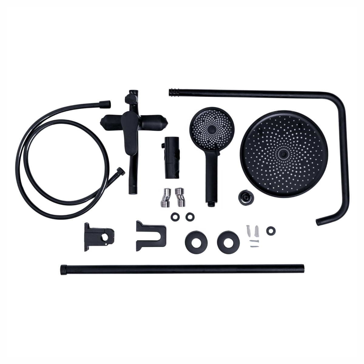 Coloana de dus, cu para fixa si para mobila, Naimeed D6134, 3 functii, otel inoxidabil, Negru