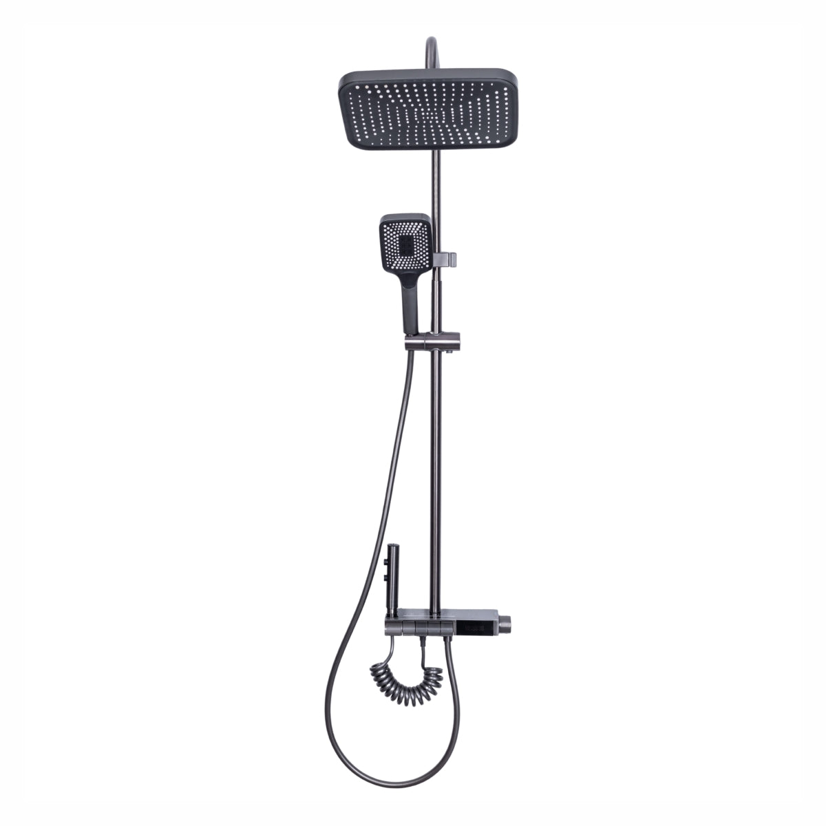 Coloana de dus, cu para fixa si para mobila, Naimeed D6139, 4 functii, otel inoxidabil, Gri