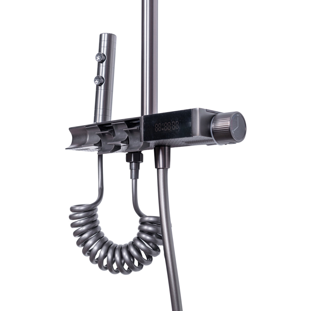 Coloana de dus, cu para fixa si para mobila, Naimeed D6139, 4 functii, otel inoxidabil, Gri